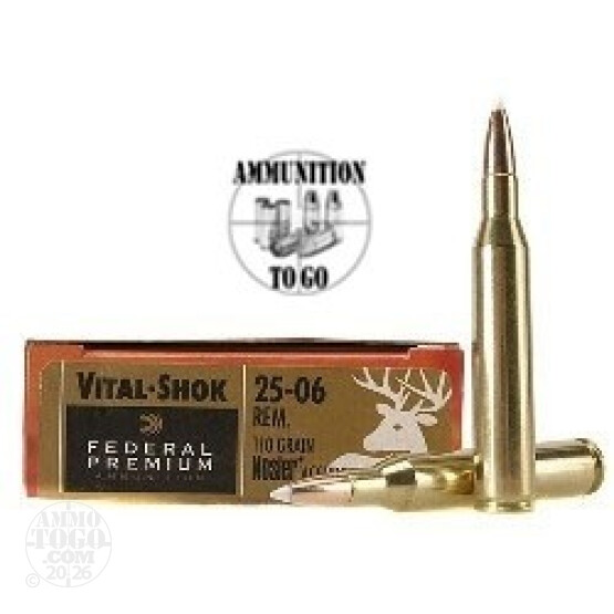 20rds - 25-06 Rem. Federal 110gr Vital-Shok Nosler AccuBond Ammo
